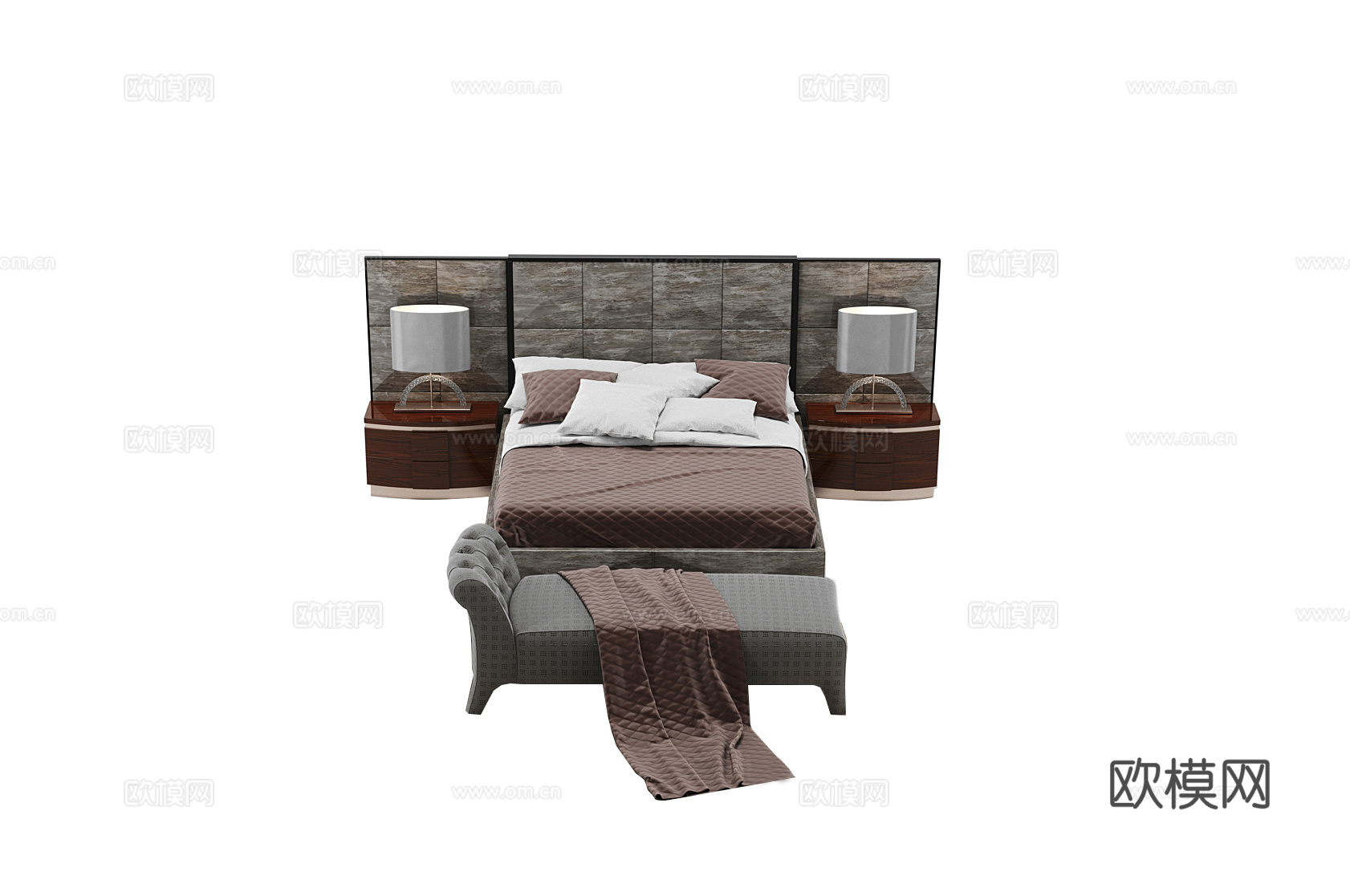giorgio 意式双人床3d模型下载（渲染图2）