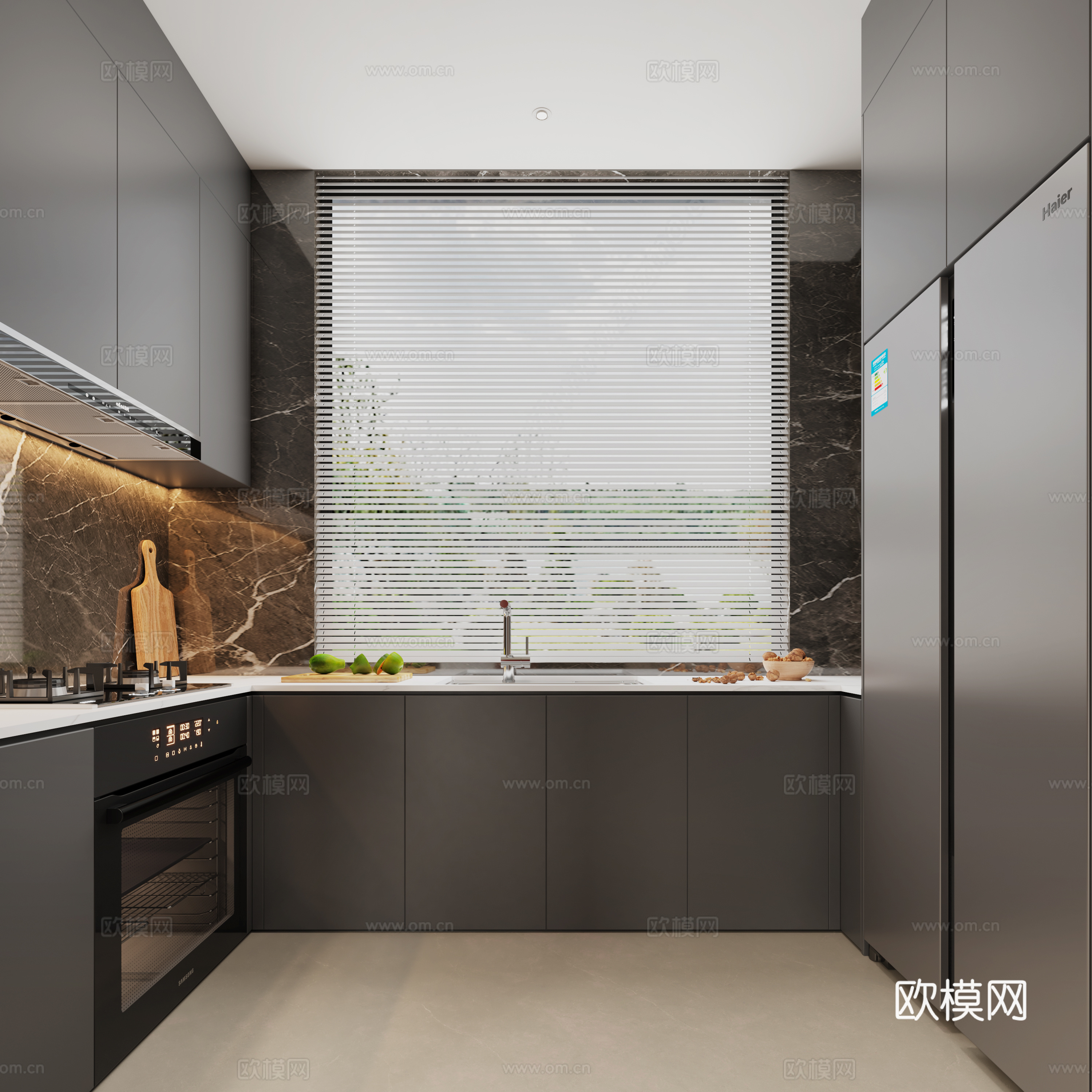 意式厨房 现代厨房 极简厨房3d模型