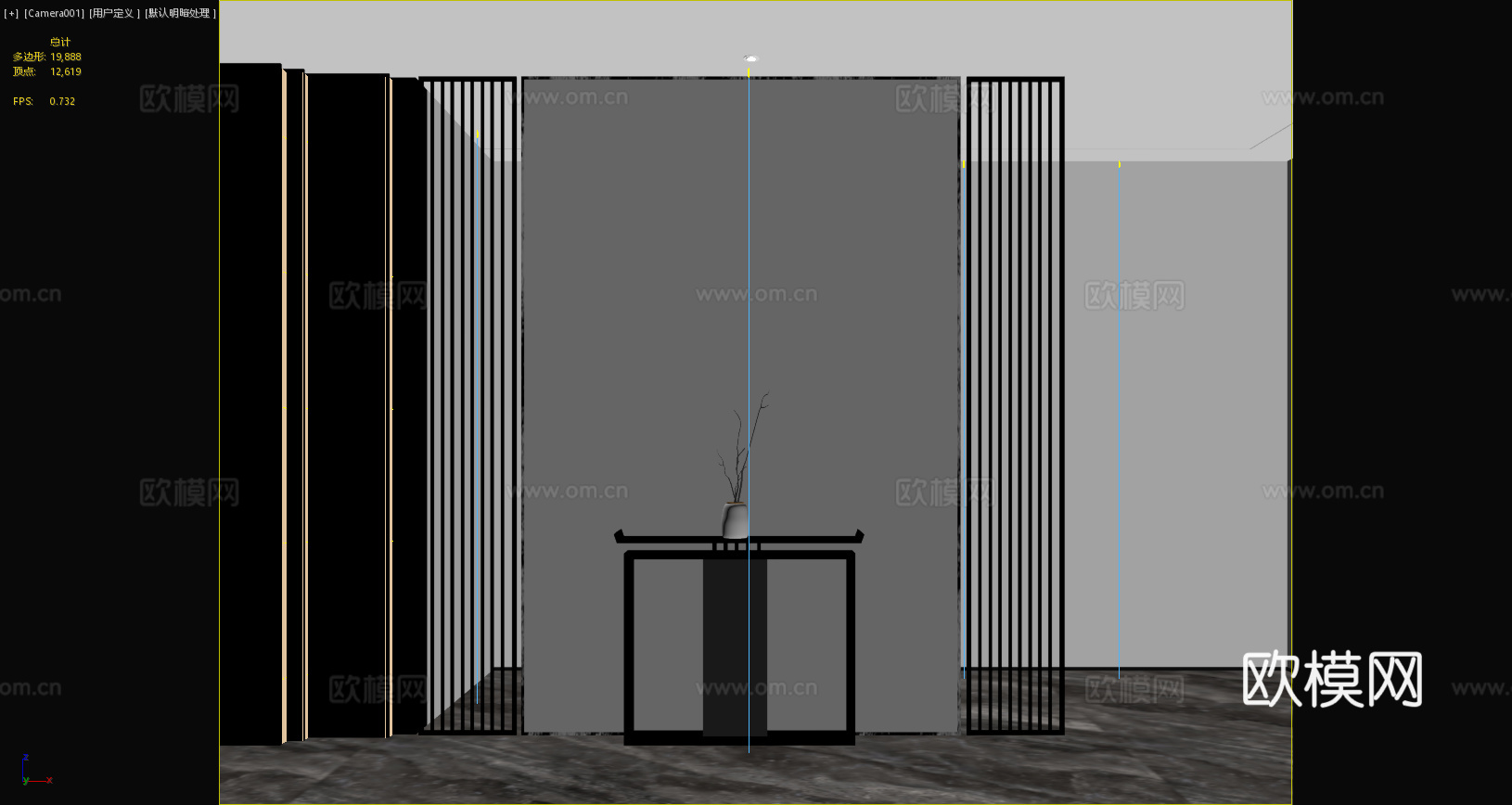 新中式玄关 玄关柜 新中式摆件 新中式画 屏风3d模型
