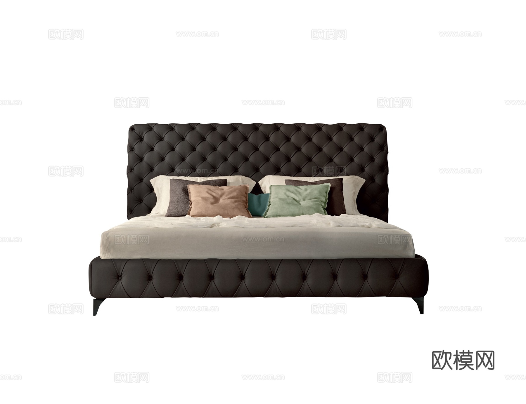 GAMMA 高背双人床3d模型下载（渲染图1）