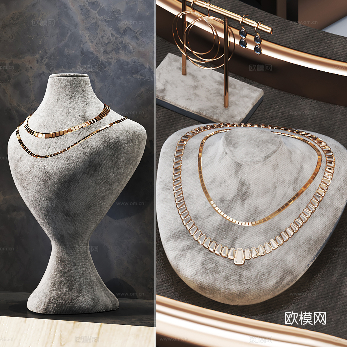 现代意式轻奢珠宝店展示柜3d模型下载（渲染图5）