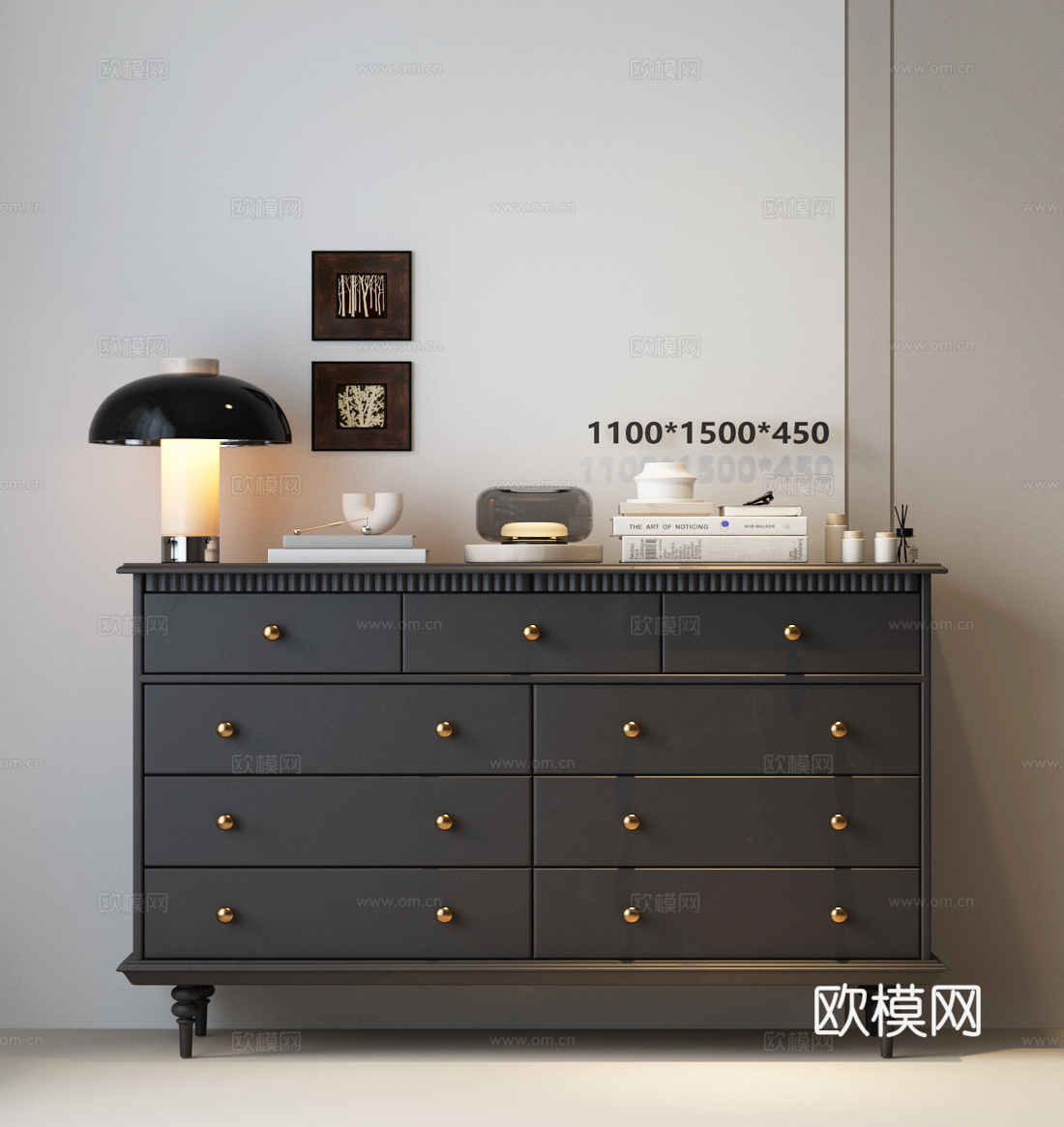现代意式斗柜 现代中古边柜 中古风装饰柜 现代餐边柜 现代斗3d模型