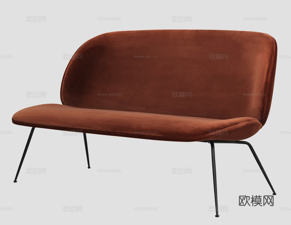 GUBI 长椅 双人椅3d模型下载（渲染图3）
