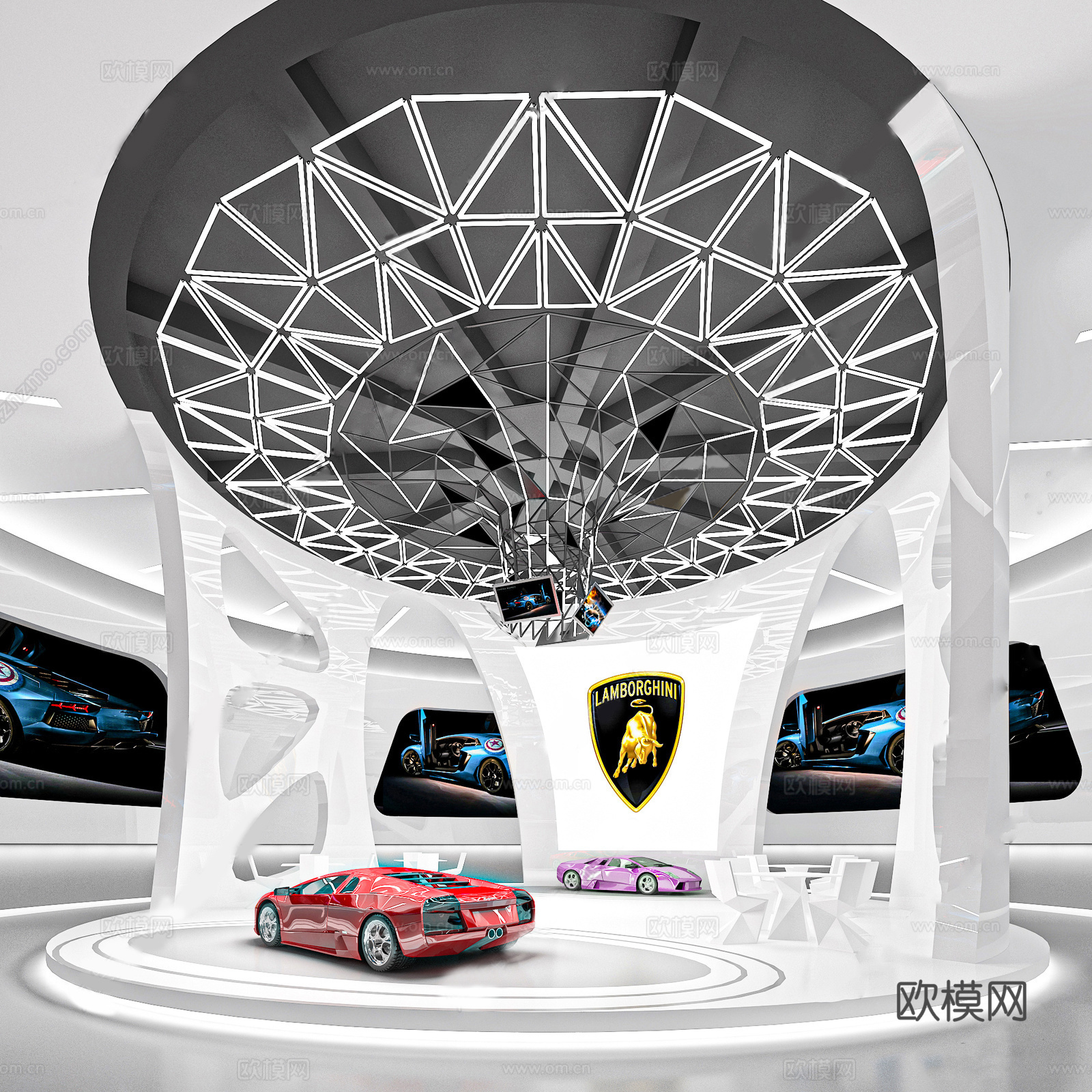 现代汽车4S店 汽车 超级跑车su模型