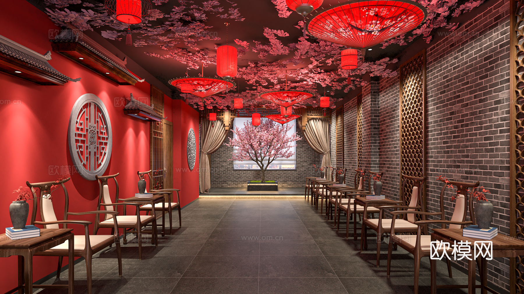 中式剧本杀 剧本杀包间 桌游室 推理 三国杀 密室3d模型下载（渲染图1）