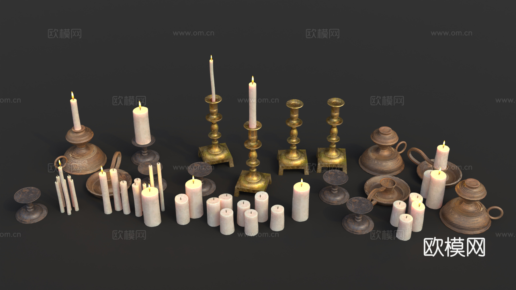 中世纪烛台 欧式烛台 复古烛台 蜡烛 烛台su模型