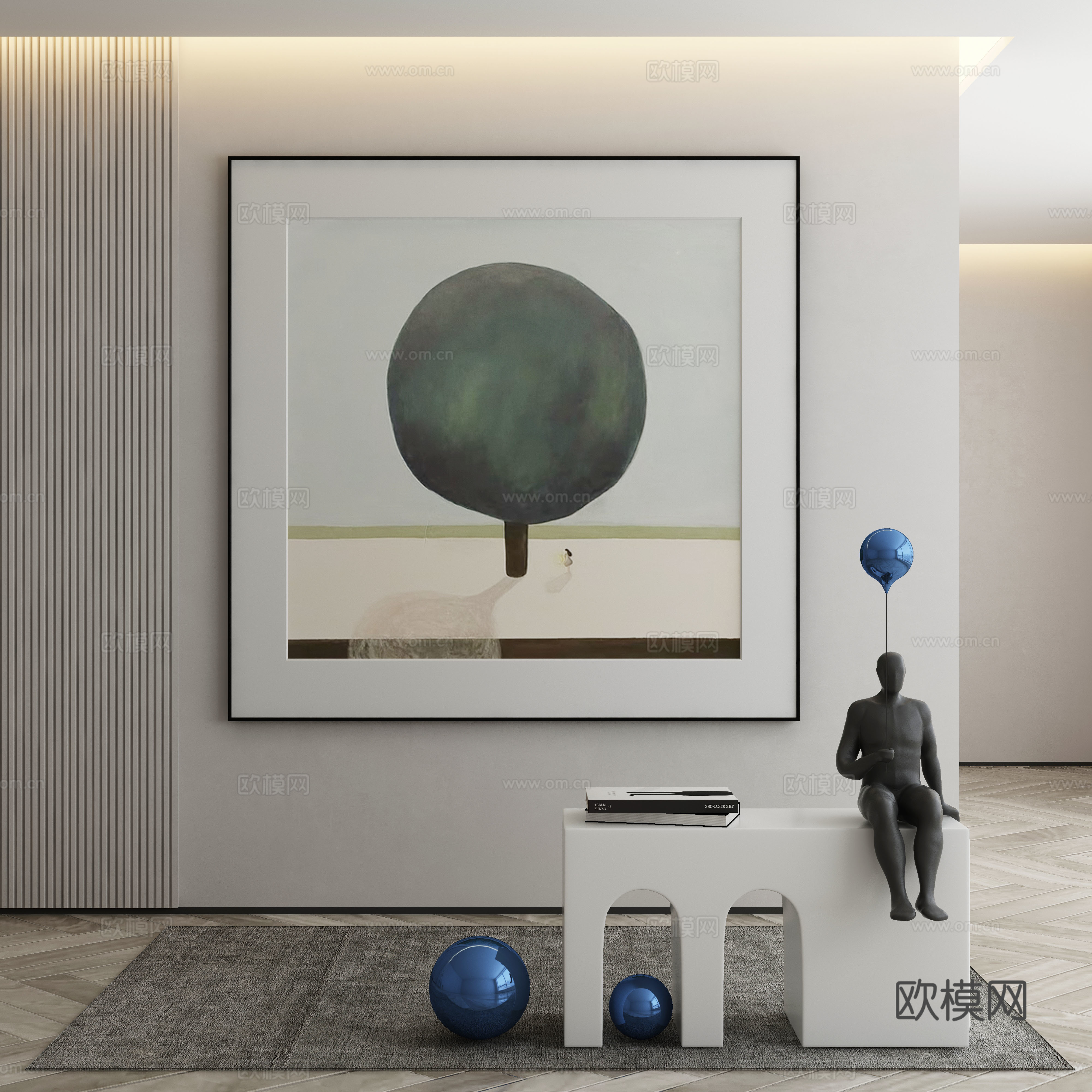 现代侘寂挂画 油画3d模型