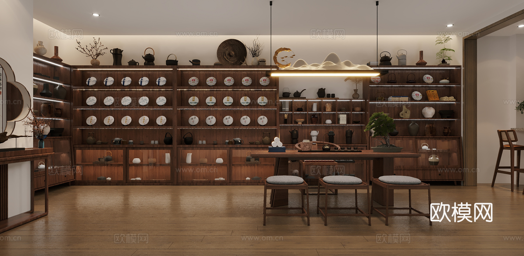 新中式陶瓷茶具专卖店3d模型