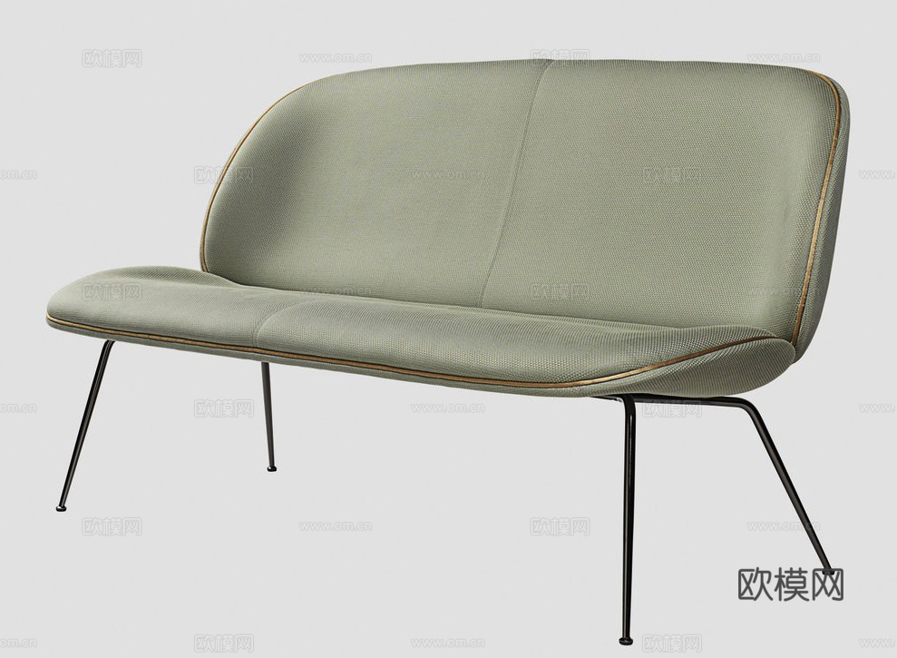 GUBI 长椅 双人椅3d模型下载（渲染图7）
