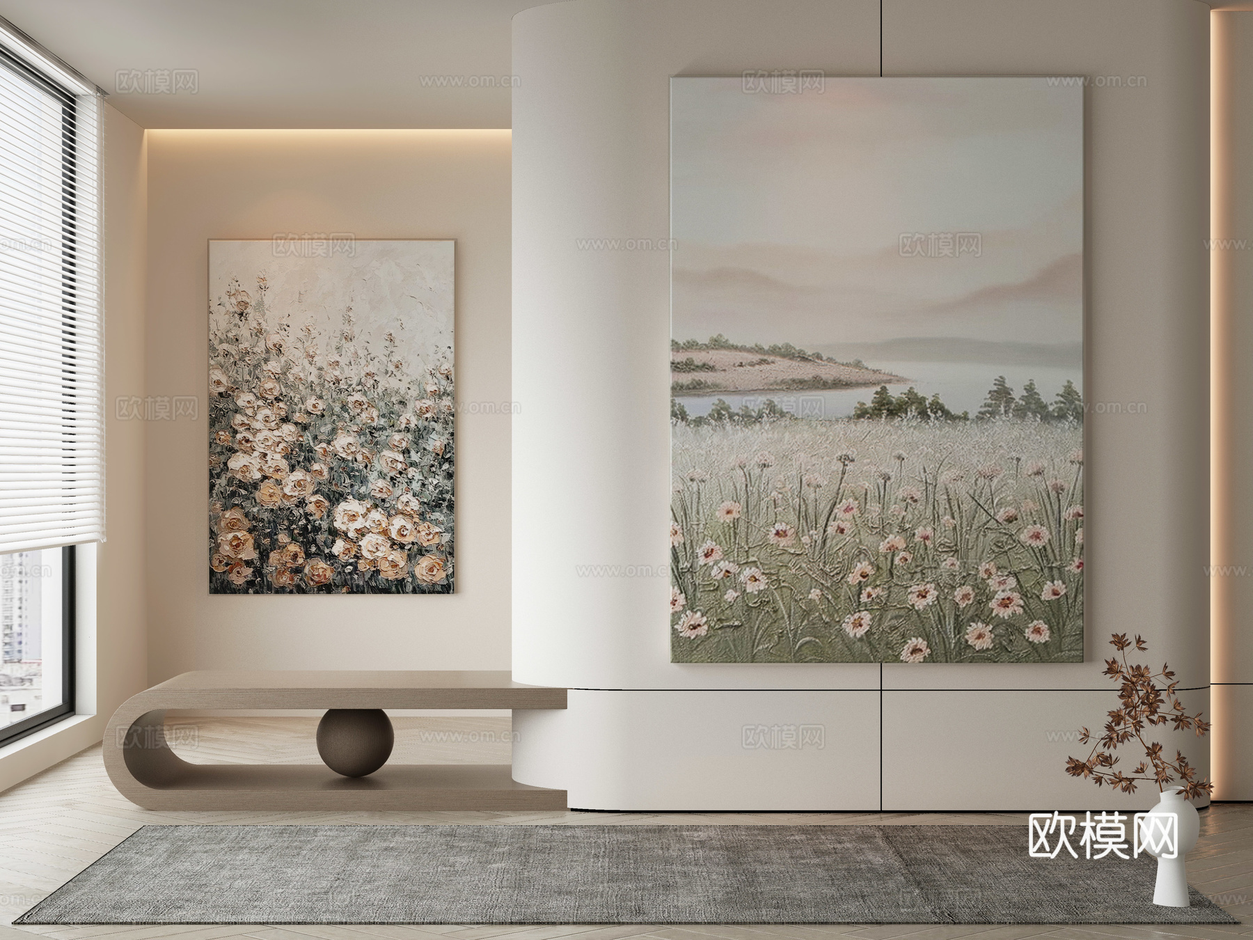 现代侘寂挂画 油画3d模型