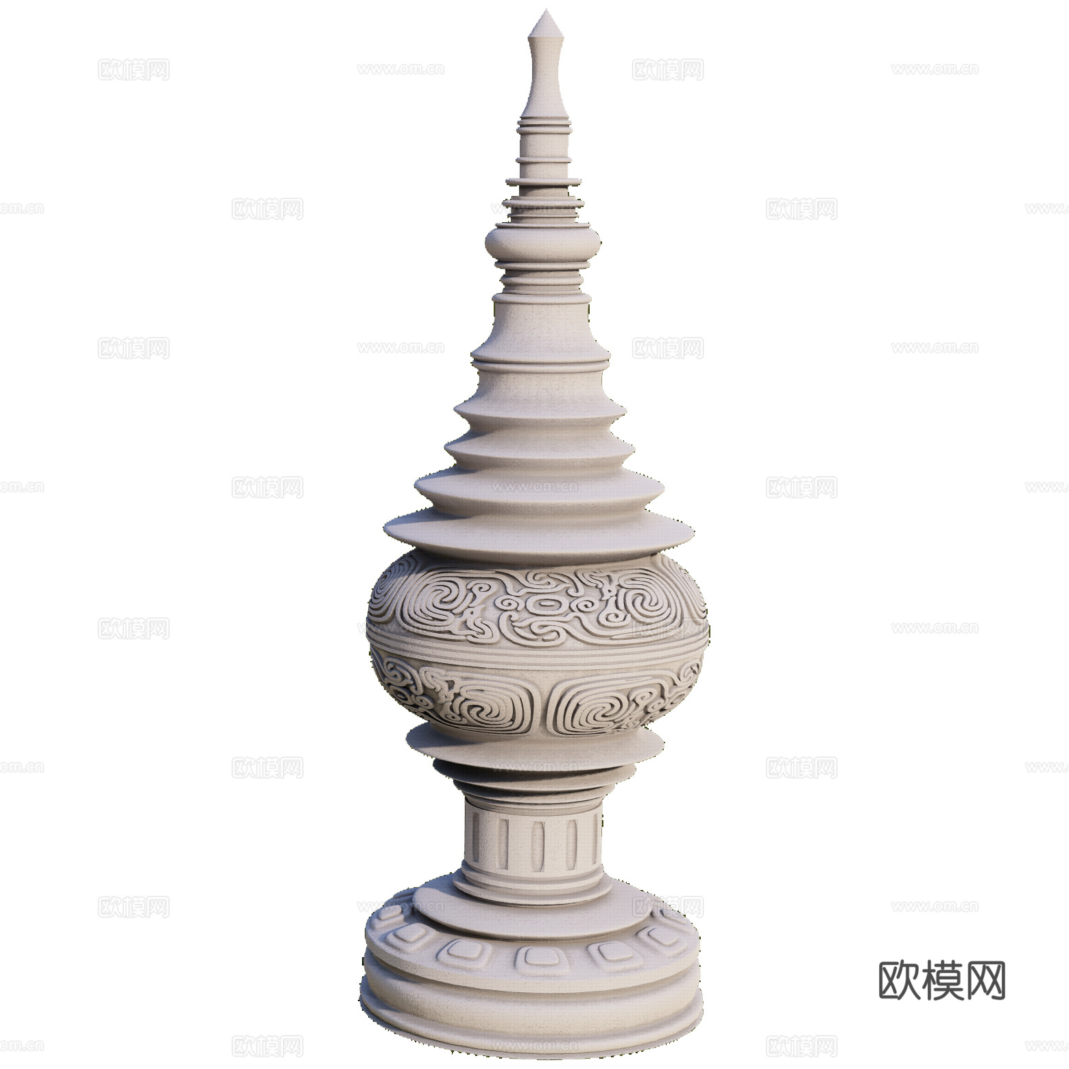 傣族景观小品宝瓶免费3d模型
