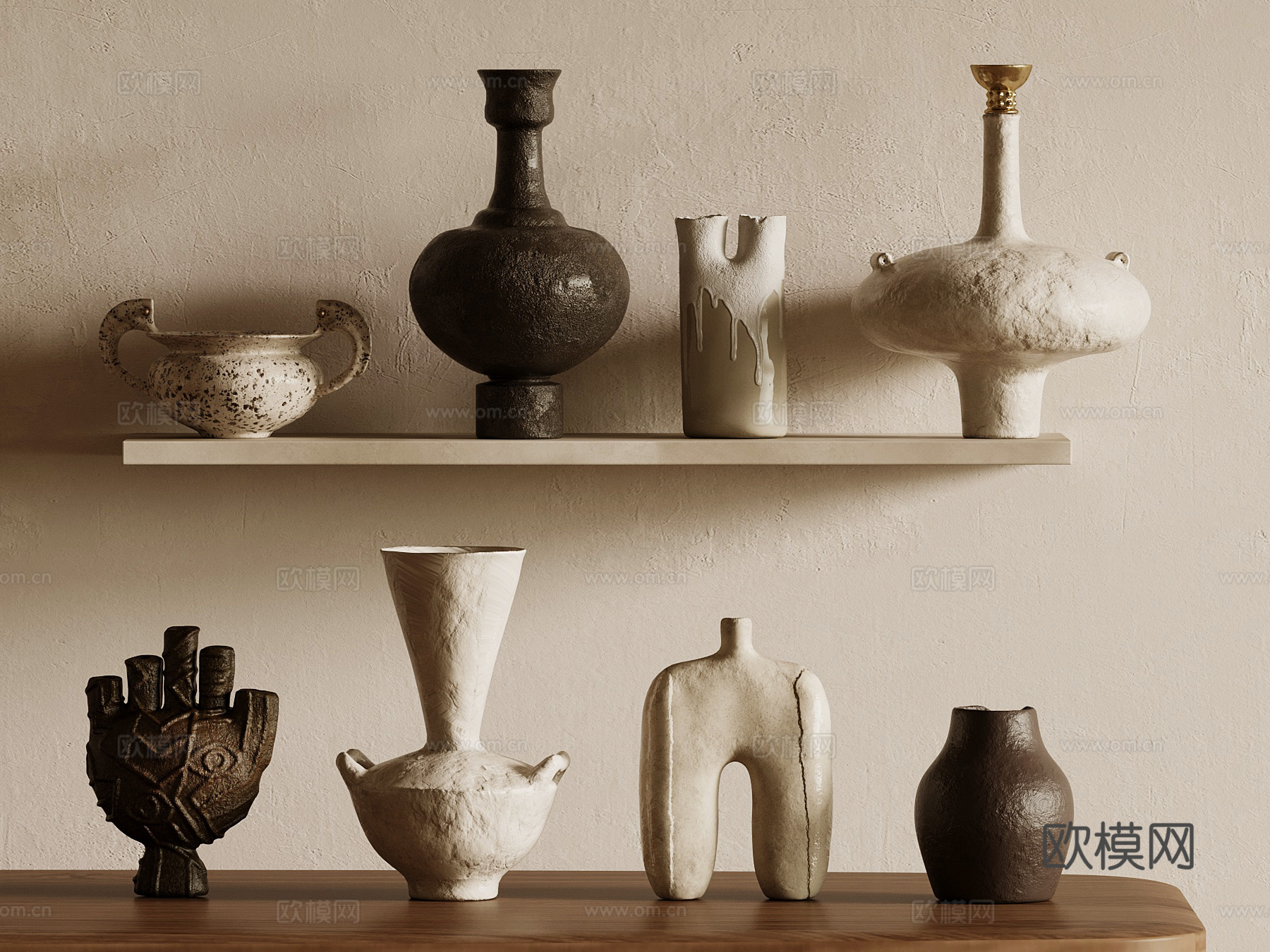 现代侘寂罐子3d模型下载