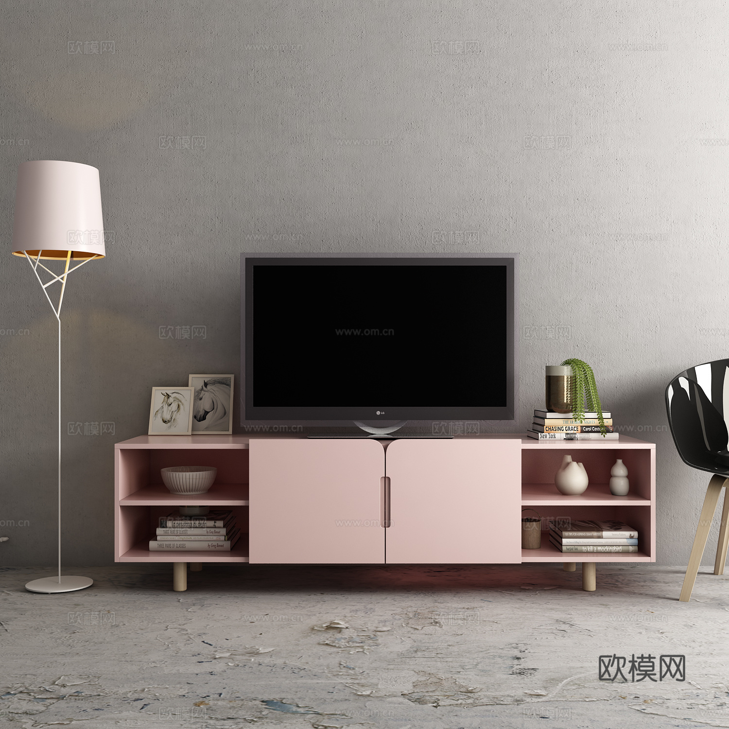 现代电视柜落地灯椅子饰品模型3d模型
