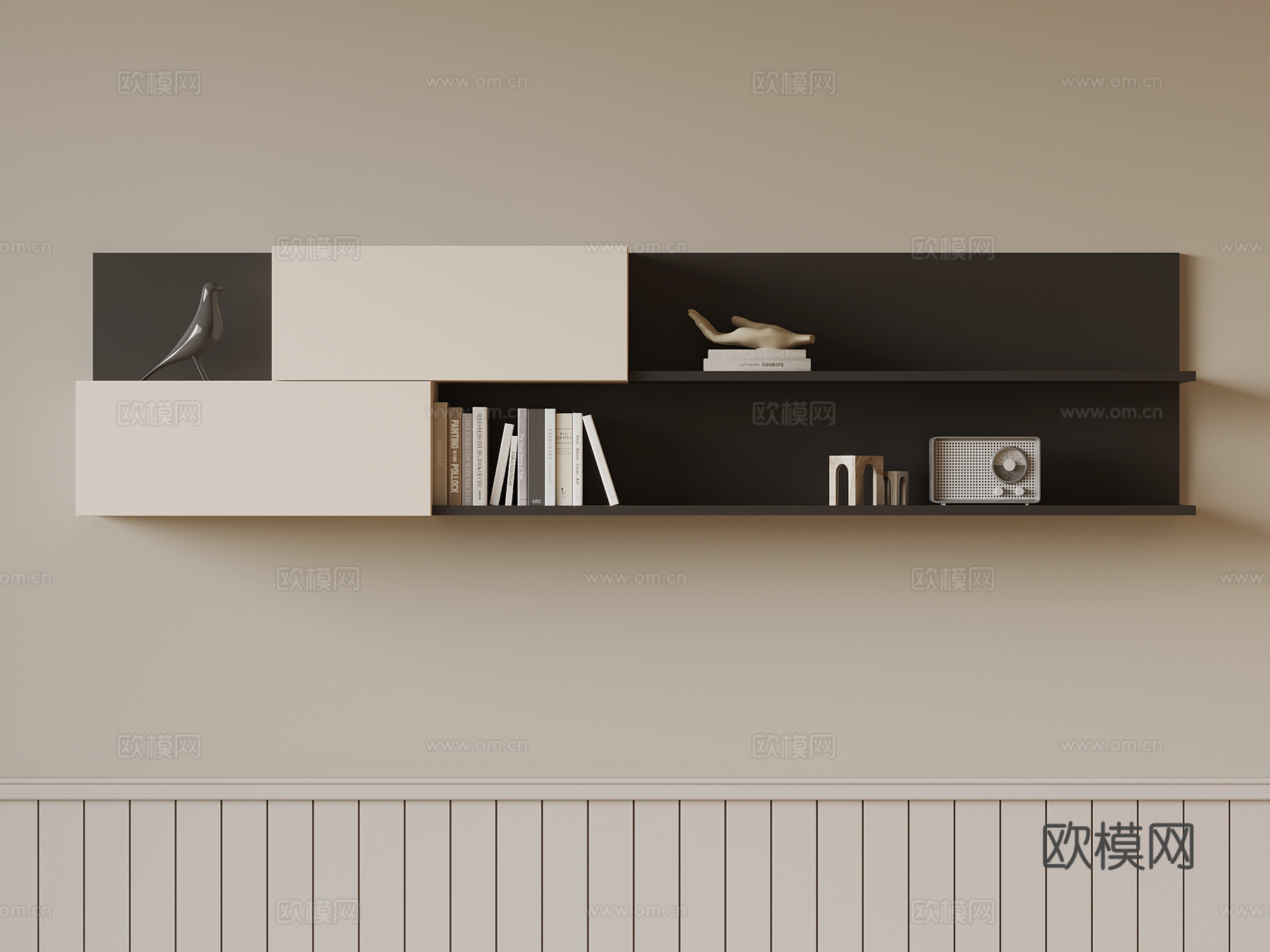 现代书架 置物架3d模型下载
