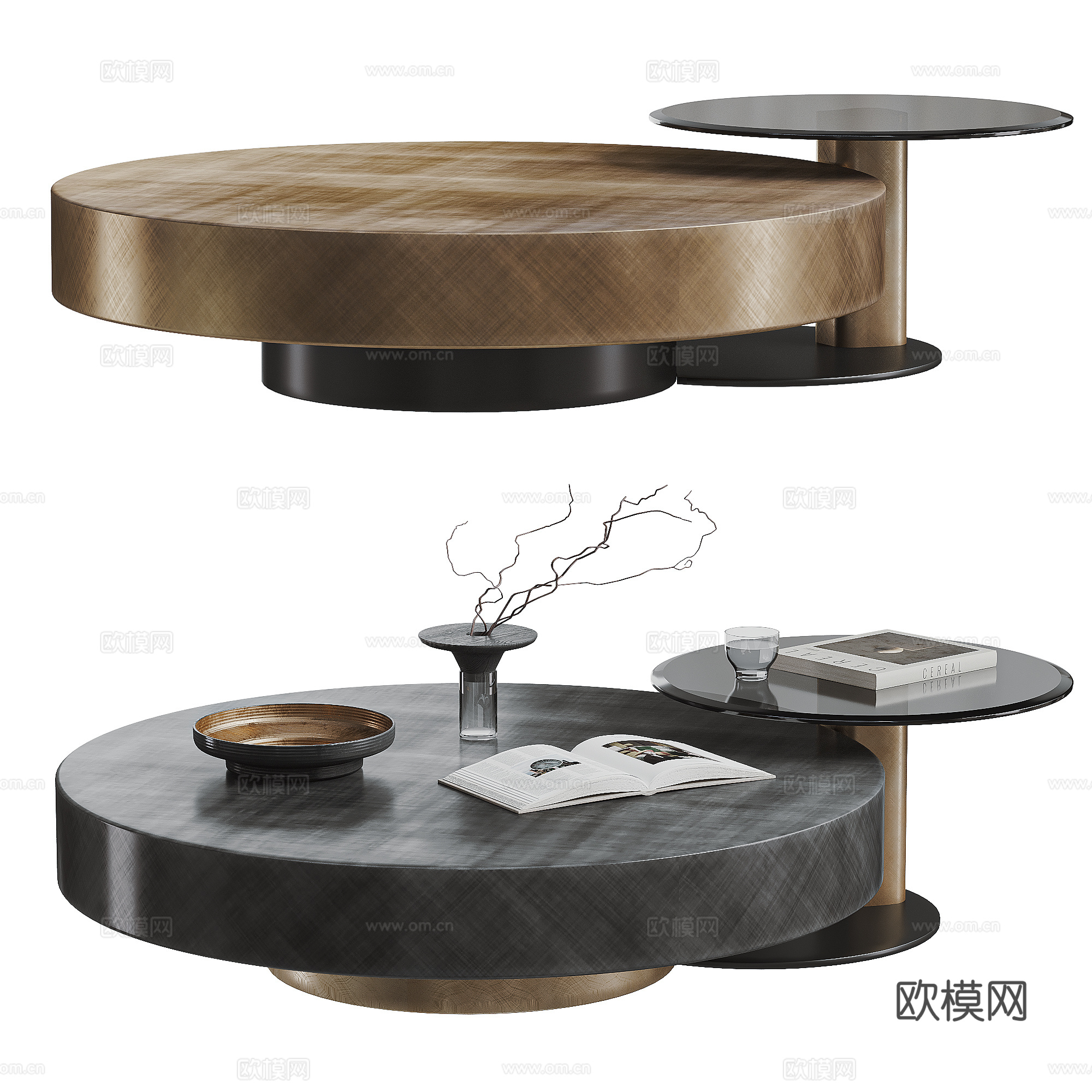 现代茶几组合 金属茶几 意式茶几 玻璃茶几 圆形茶几su模型