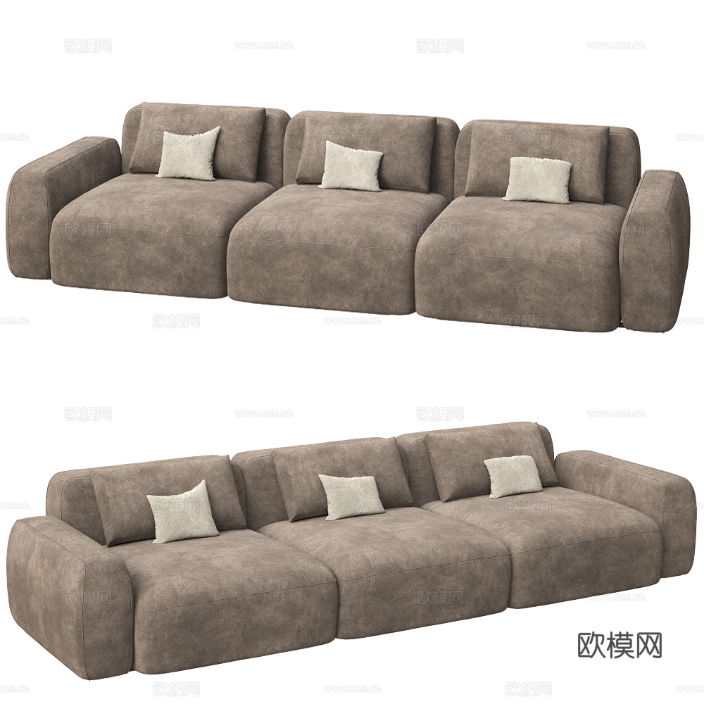三人沙发3d模型
