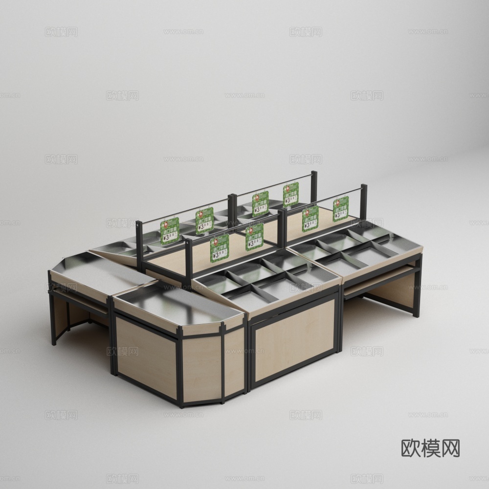 水果店不锈钢盆货架3d模型