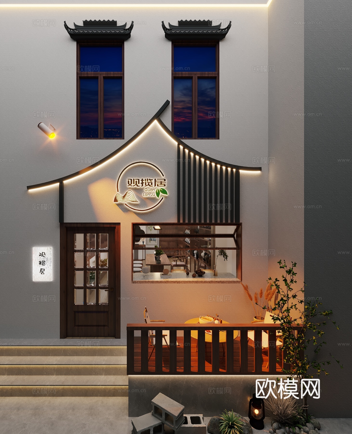 陶瓷茶具店门头3d模型