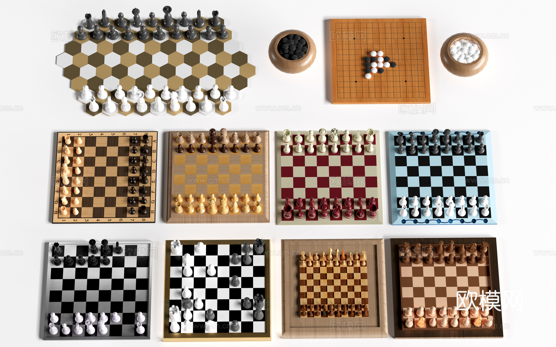 现代棋盘 围棋象棋 跳棋国际象棋su模型