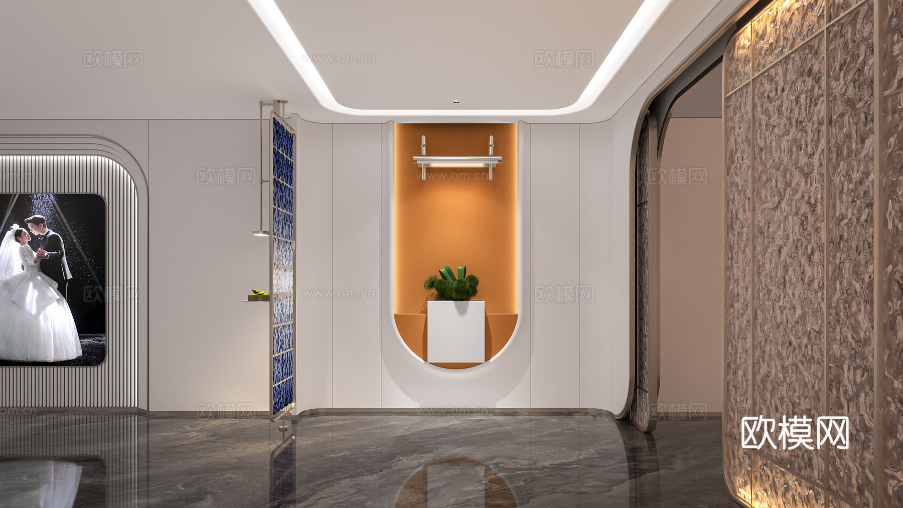 现代景观墙面 墙面造型 绿植景观 装饰壁灯 屏风隔断3d模型