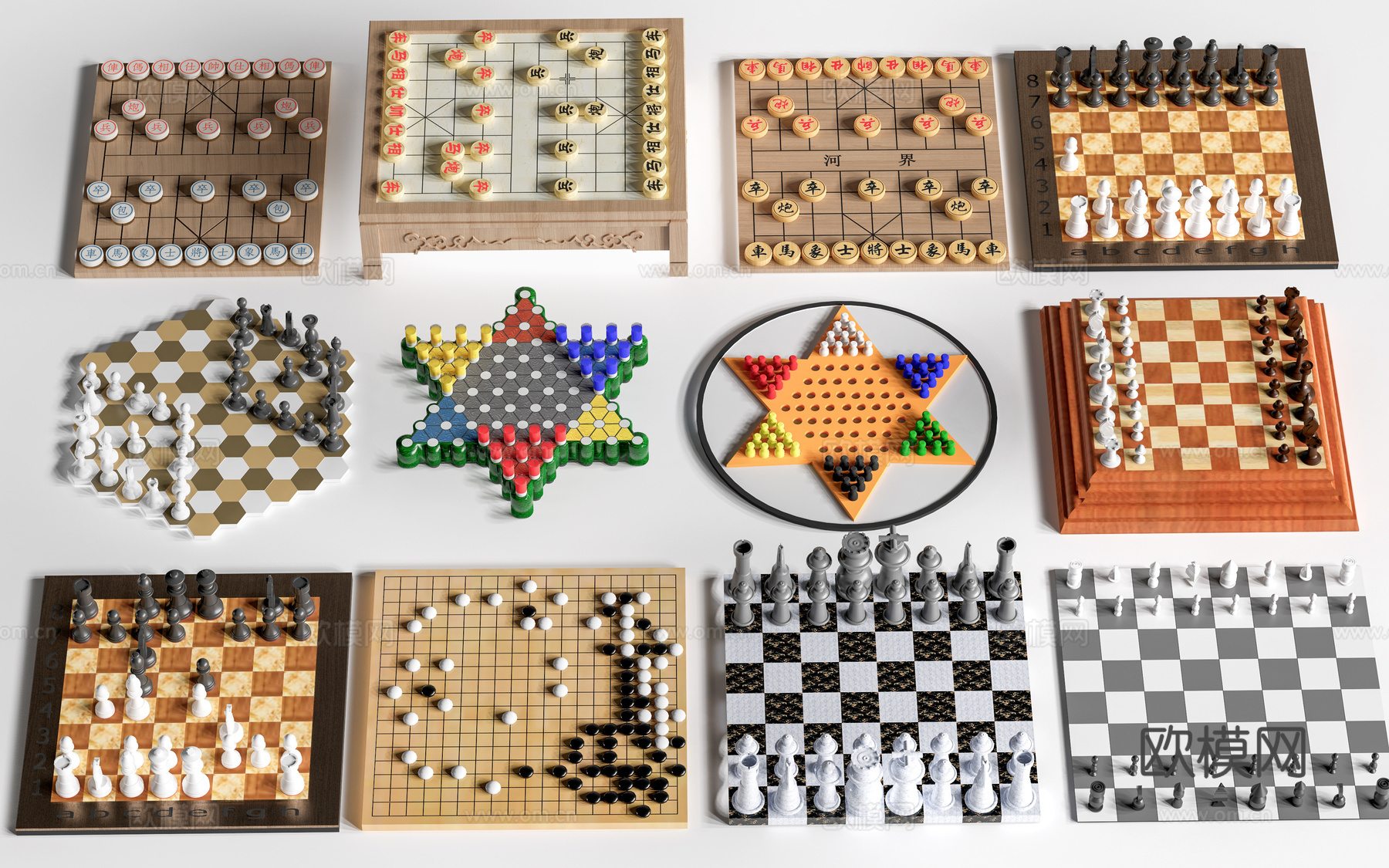 现代棋盘 围棋象棋 跳棋国际象棋su模型