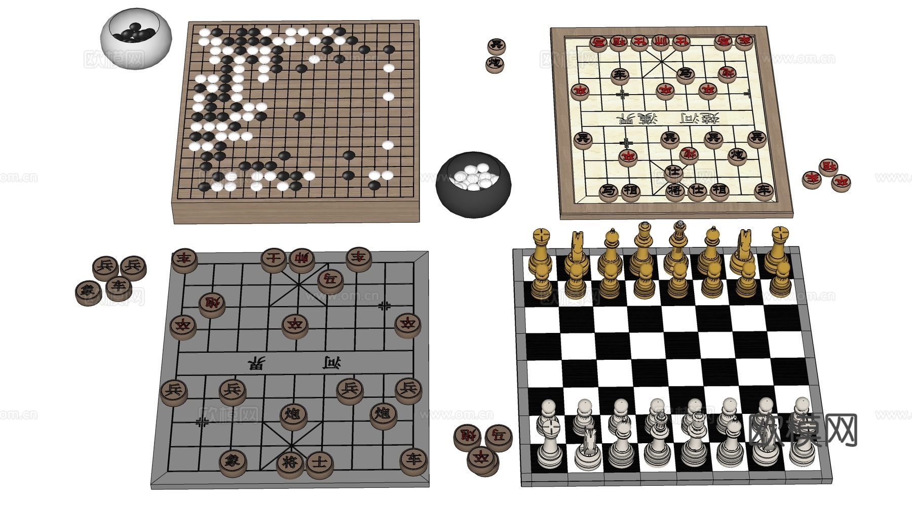 现代棋盘 围棋象棋 跳棋国际象棋su模型