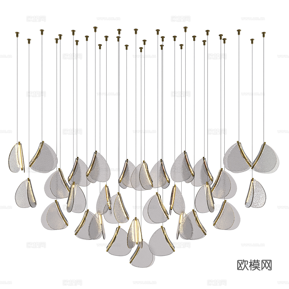 现代轻奢金属玻璃装饰吊灯3d模型