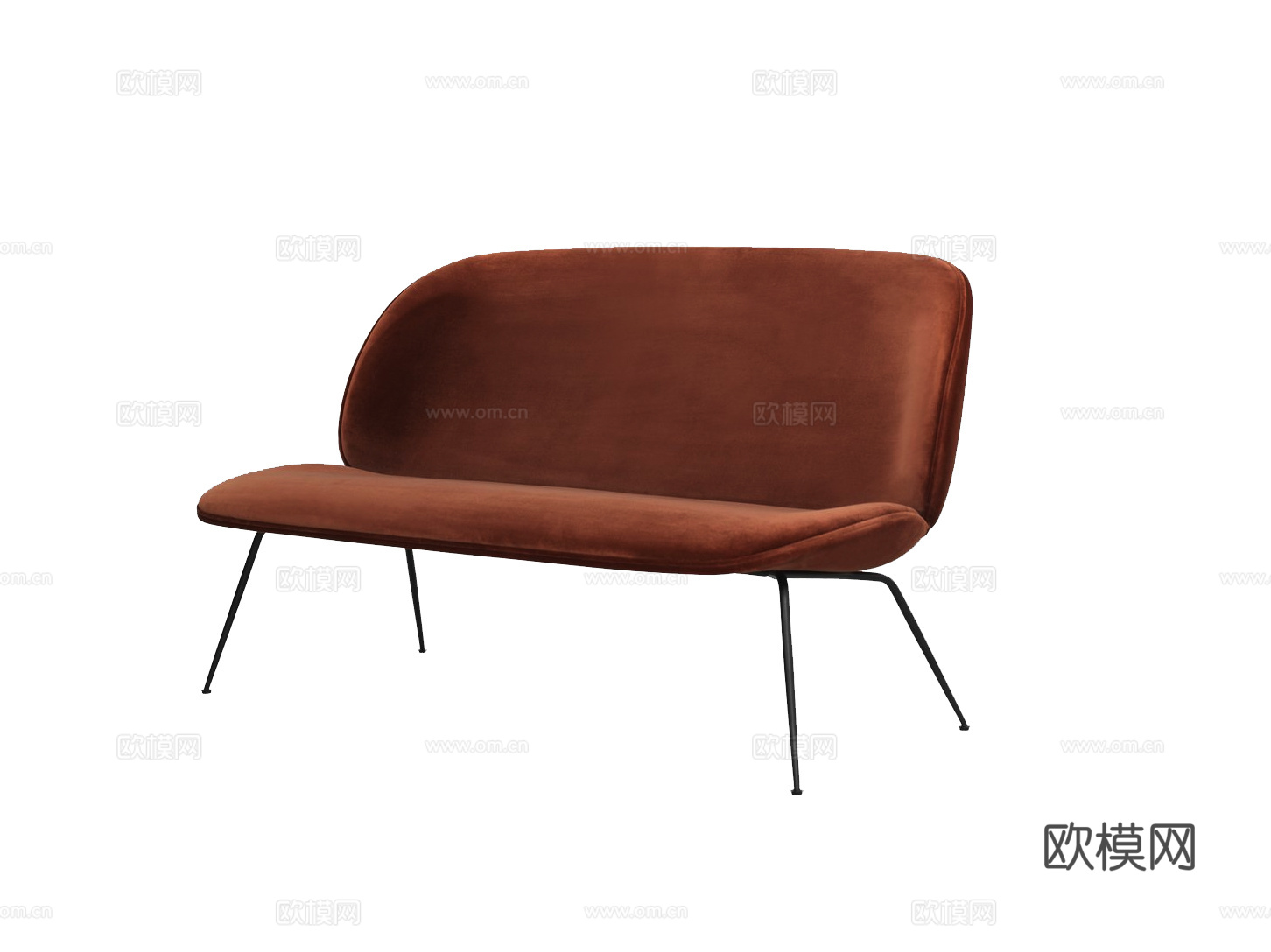 GUBI 长椅 双人椅3d模型下载（渲染图1）