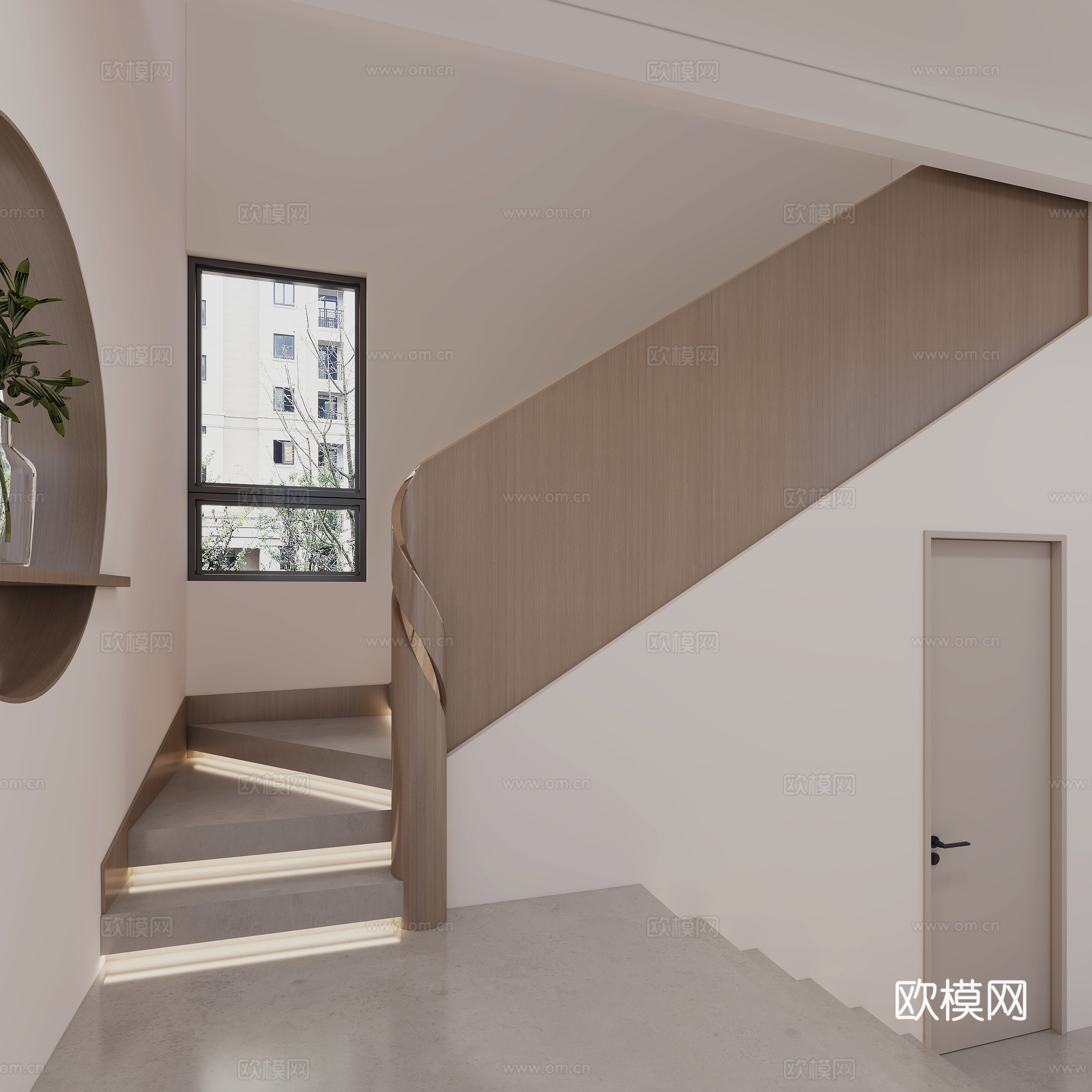 现代轻奢楼梯间 新中式楼梯间 选准扶手楼梯3d模型