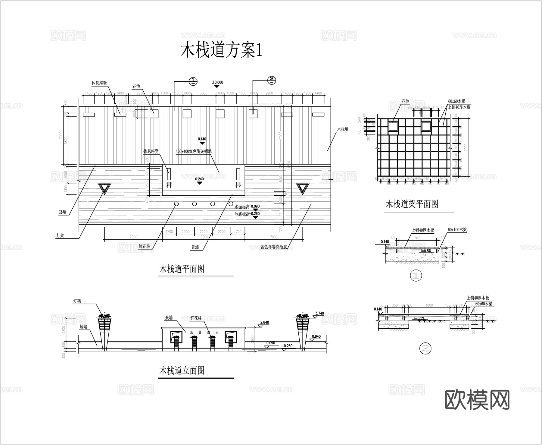 木栈道施工详图cad施工图