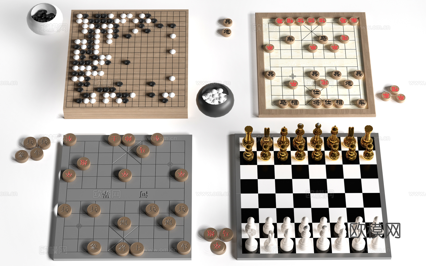 现代棋盘 围棋象棋 跳棋国际象棋su模型