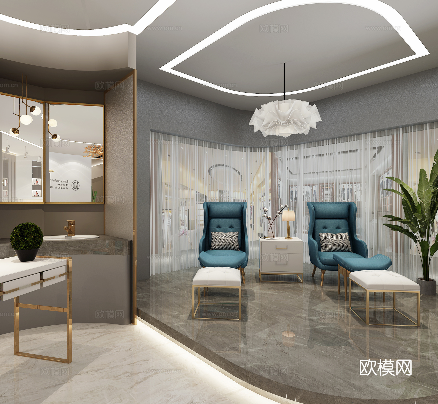 现代美容美体中心 美甲店 美足店3d模型