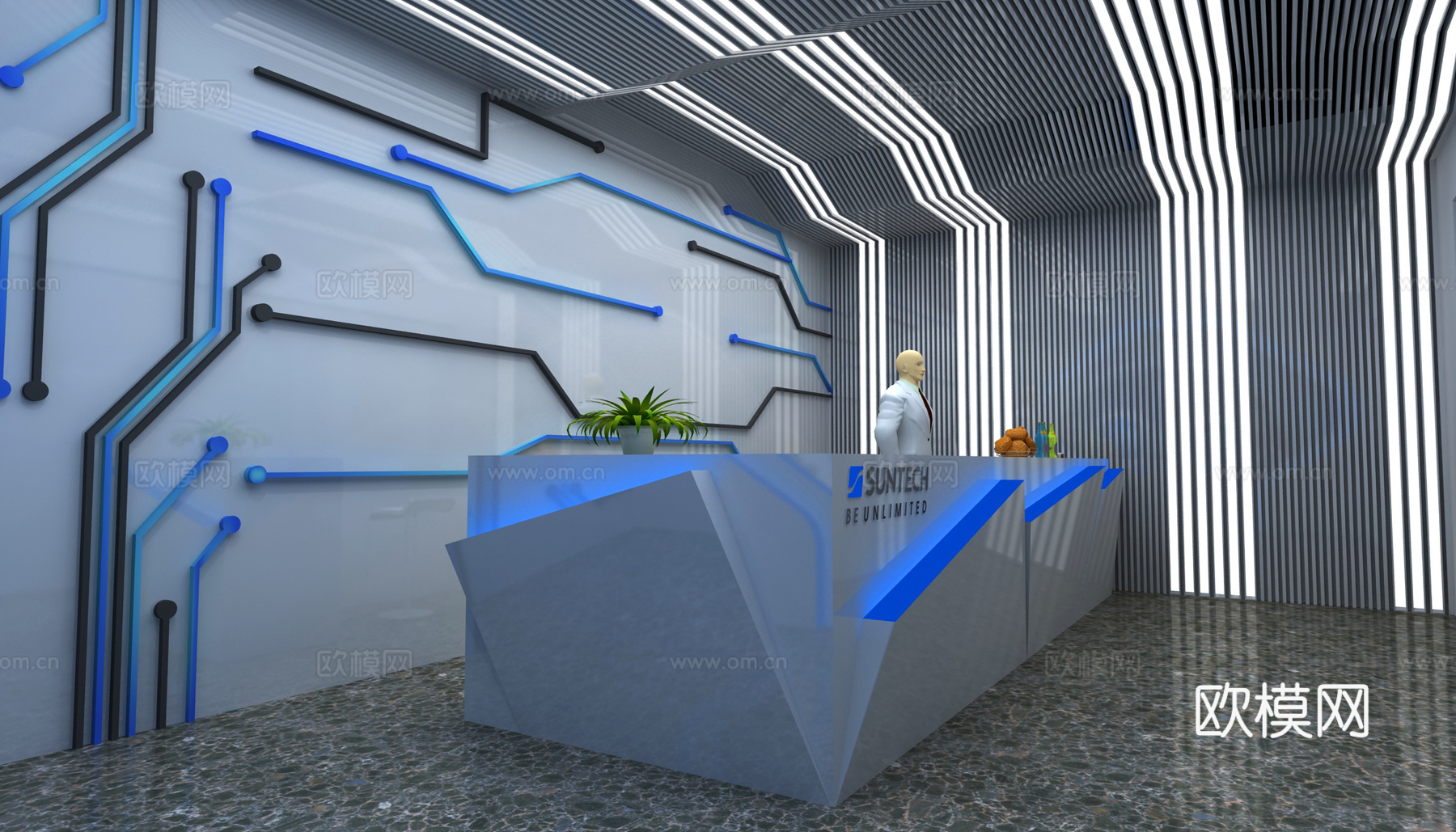 上海伟业科技现代科技展厅3d模型