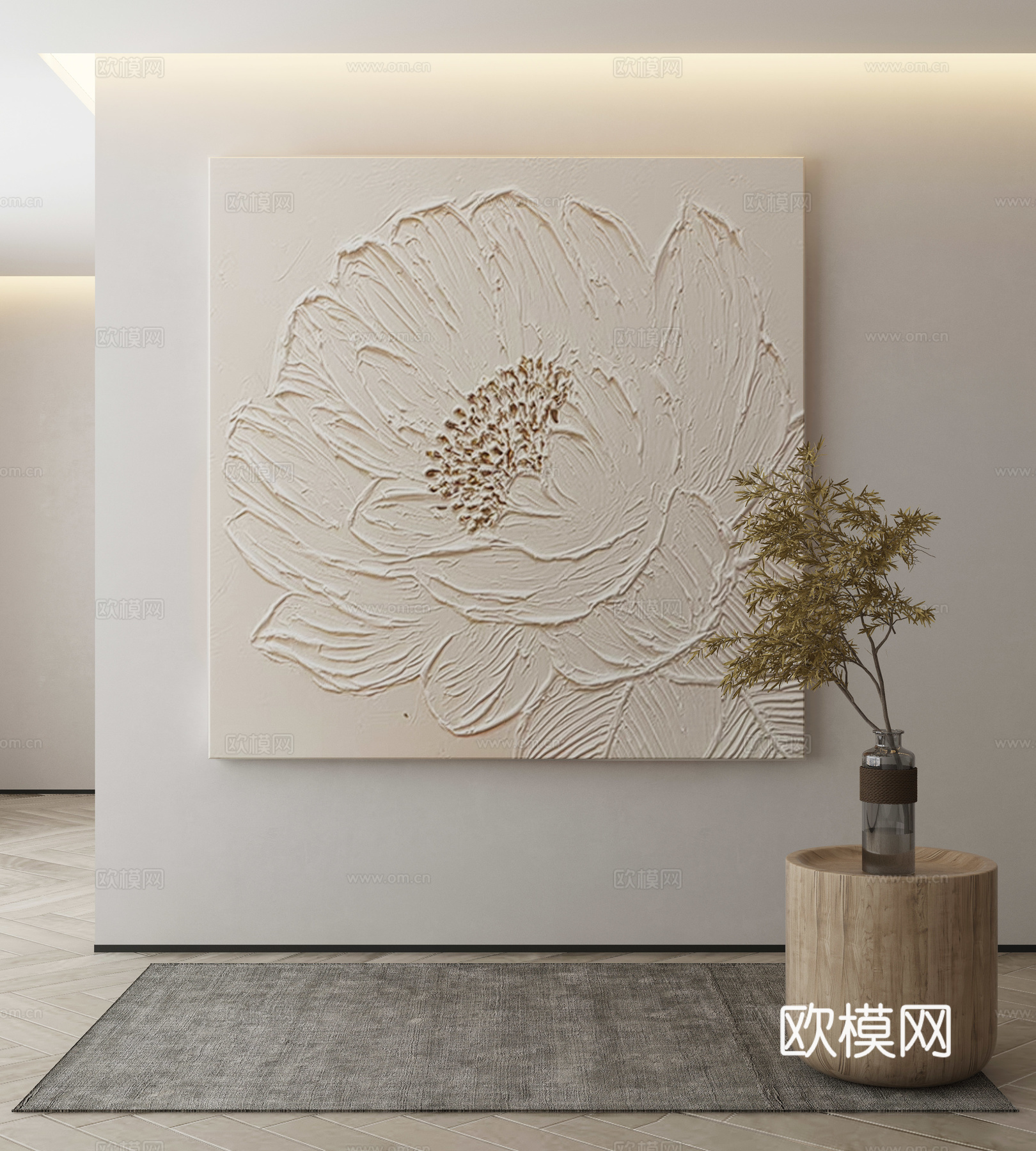 现代侘寂挂画 油画3d模型