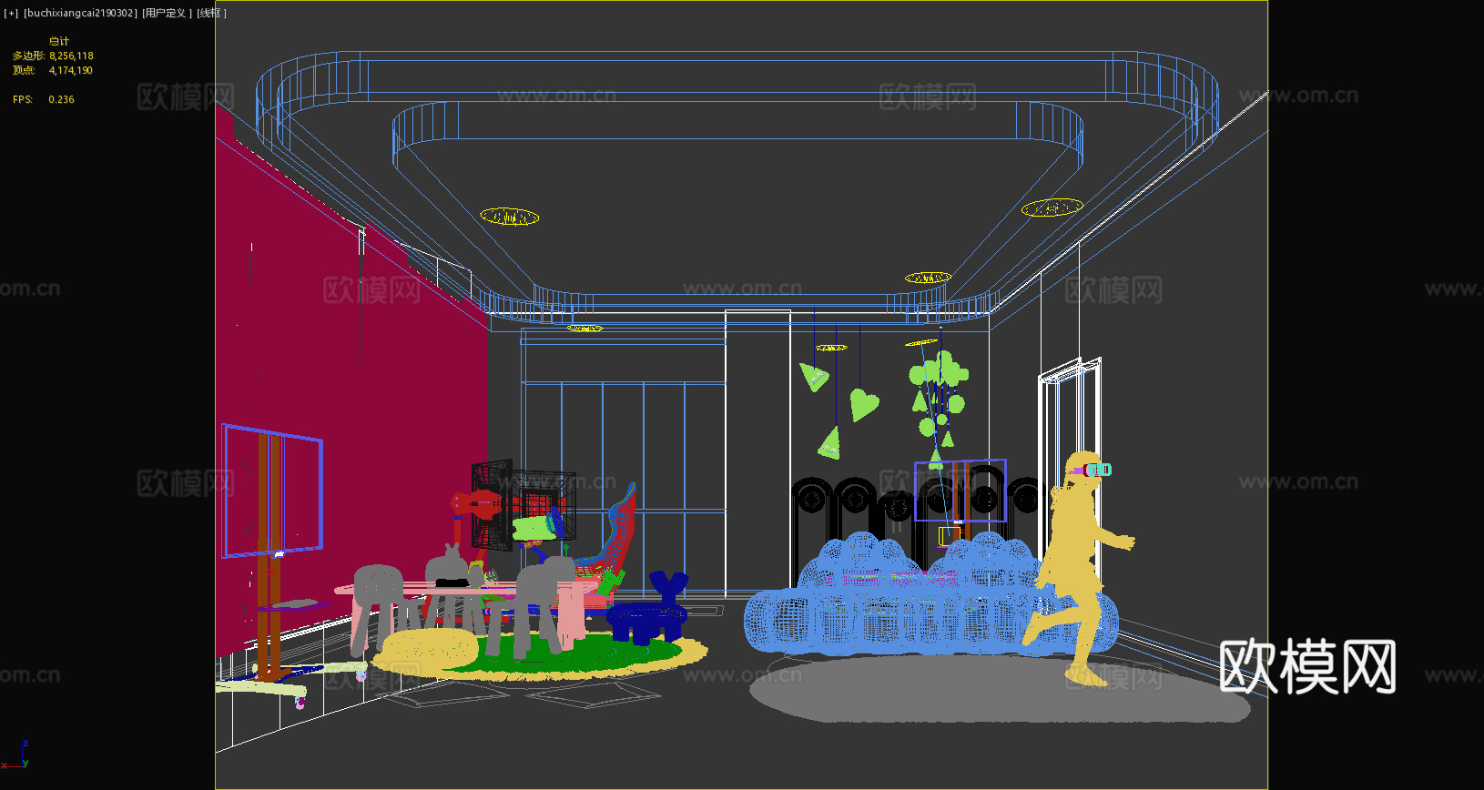 现代儿童娱乐室 手工室 云朵沙发 VR体验室 儿童书桌 板凳3d模型