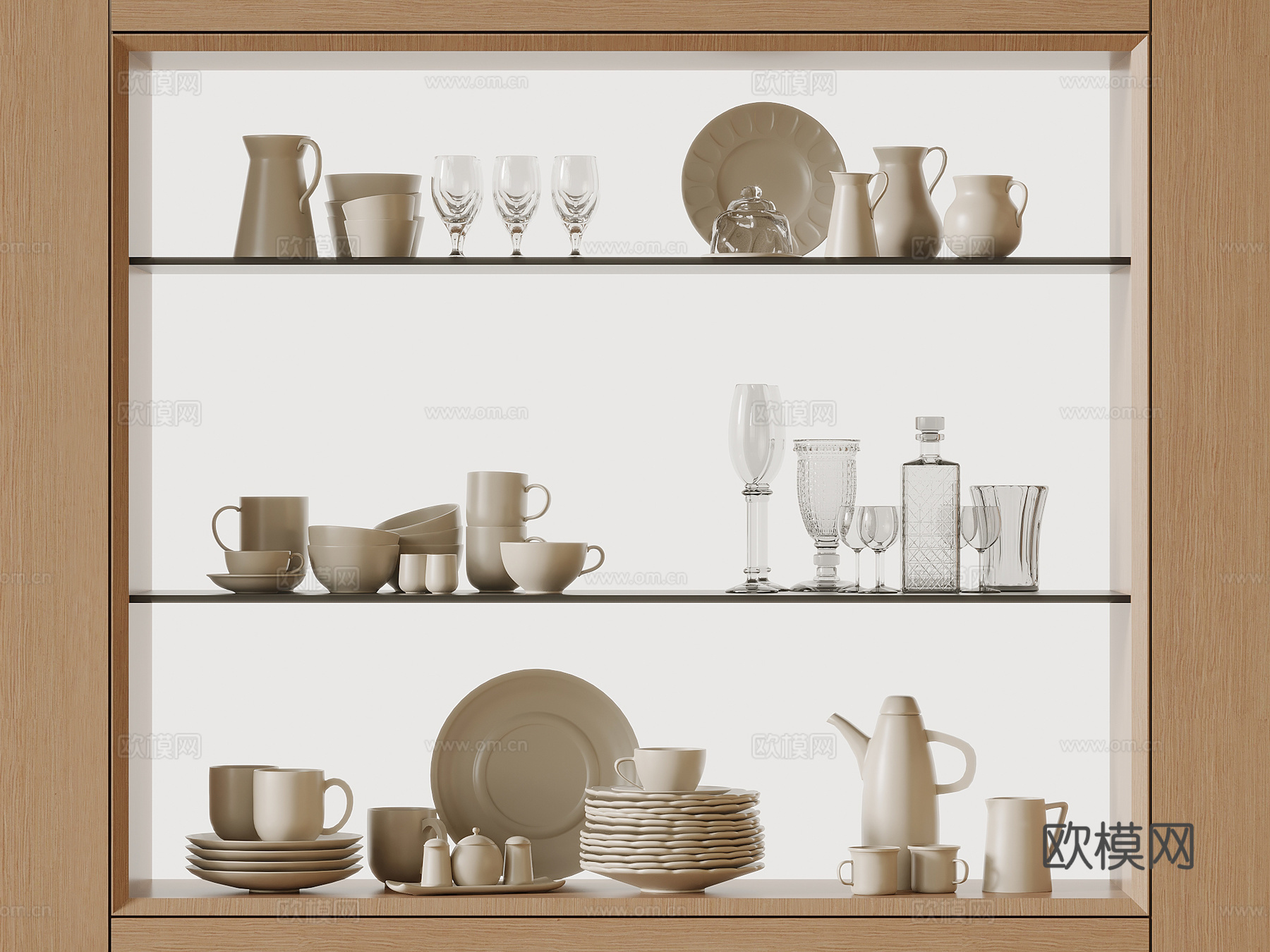 现代碗碟 餐具 酒瓶酒杯3d模型