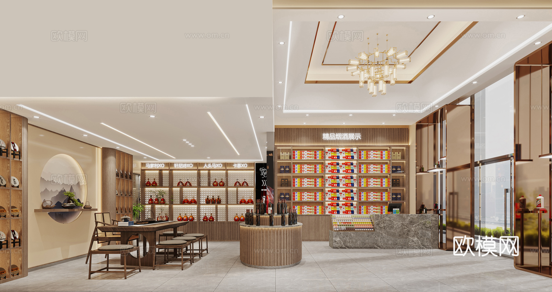 新中式 烟酒店3d模型