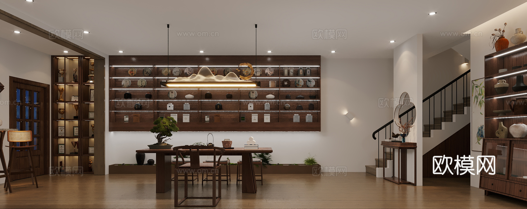 新中式陶瓷茶具专卖店3d模型