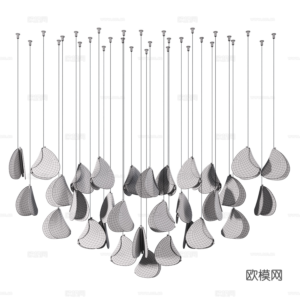 现代轻奢金属玻璃装饰吊灯3d模型