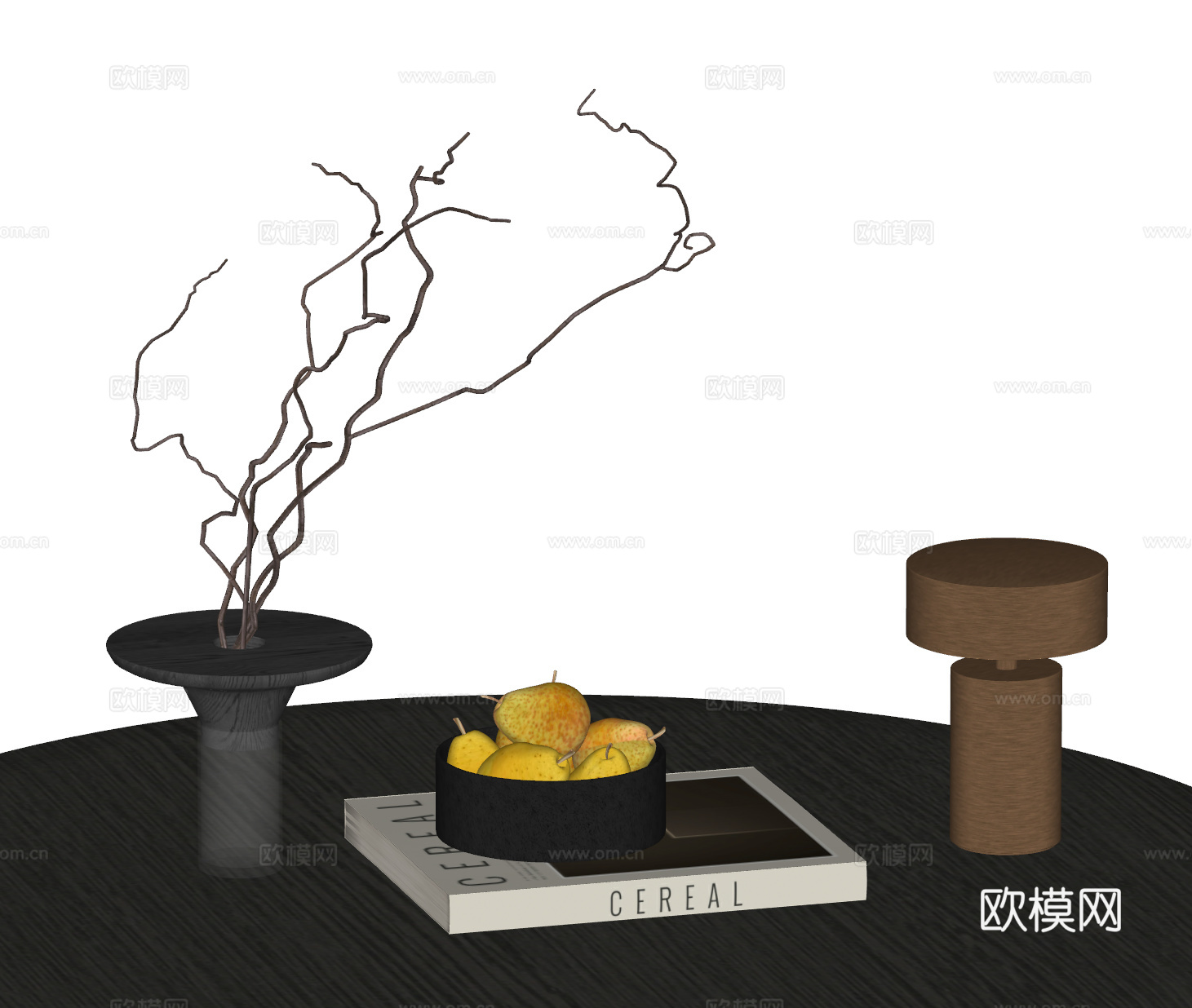 现代摆件组合 轻奢摆件组合 金属台灯 书籍 花瓶su模型
