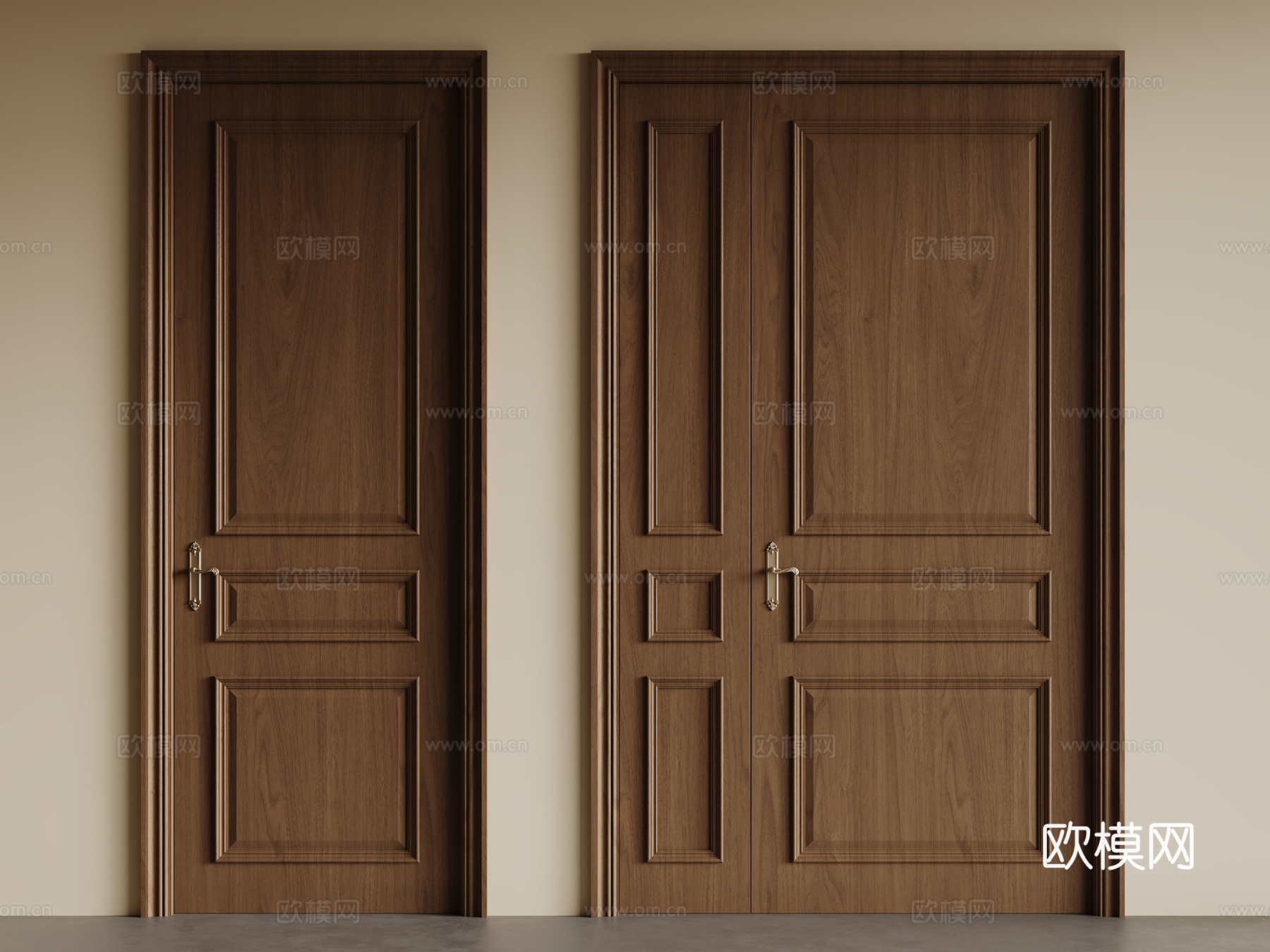 中古单开门 子母门 木门 入户门 玻璃门3d模型