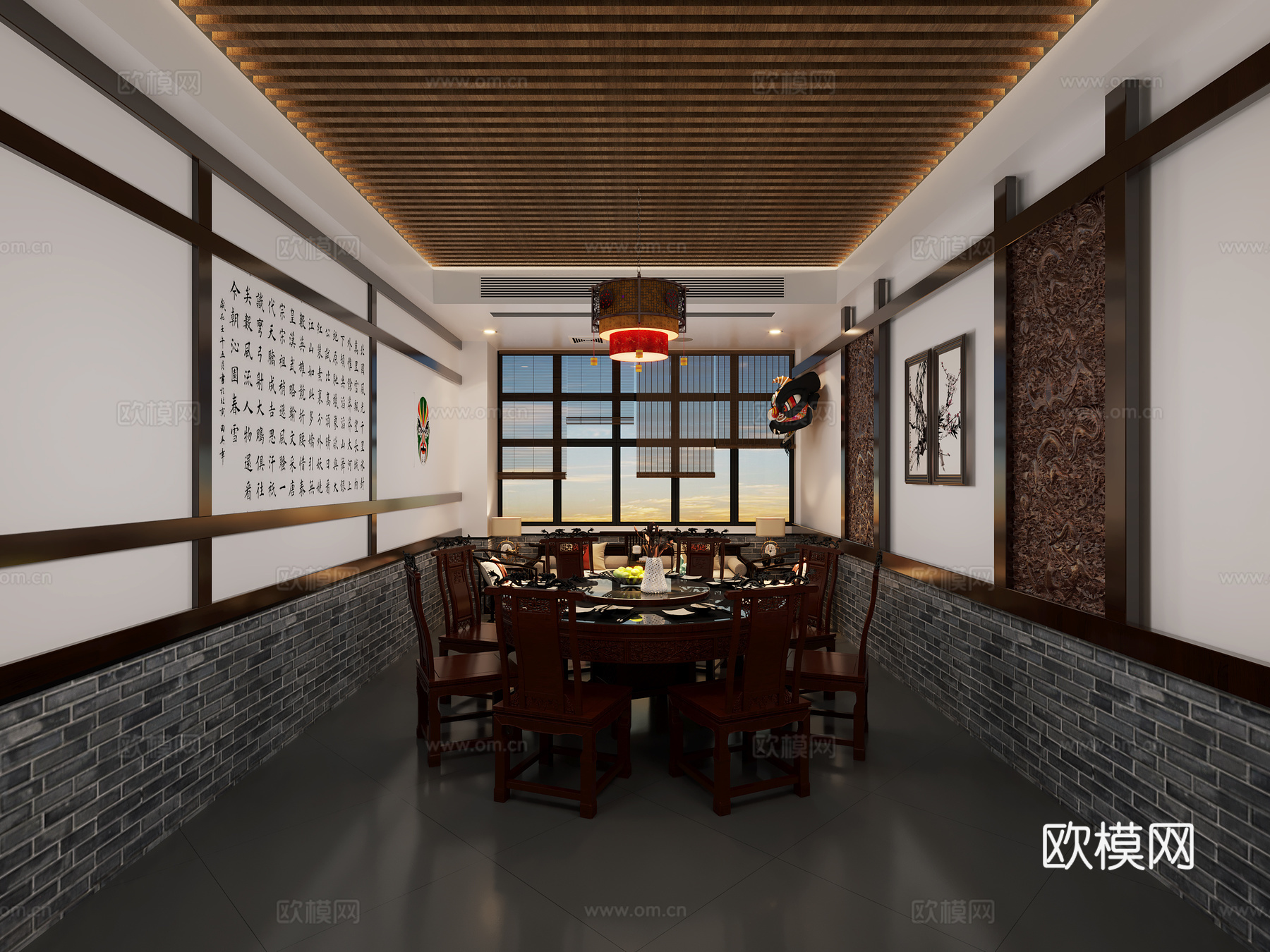 新中式餐饮包厢3d模型