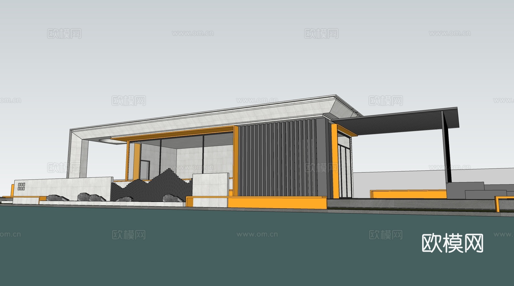 现代驿站建筑 商店建筑 小公建 咖啡厅建筑su模型