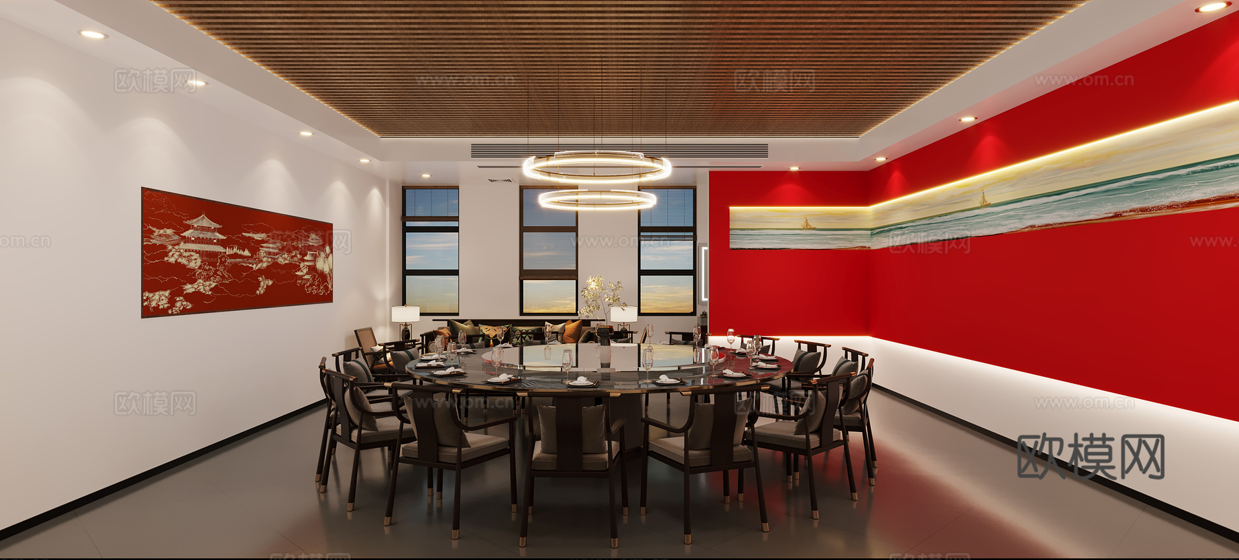 新中式餐饮包厢3d模型