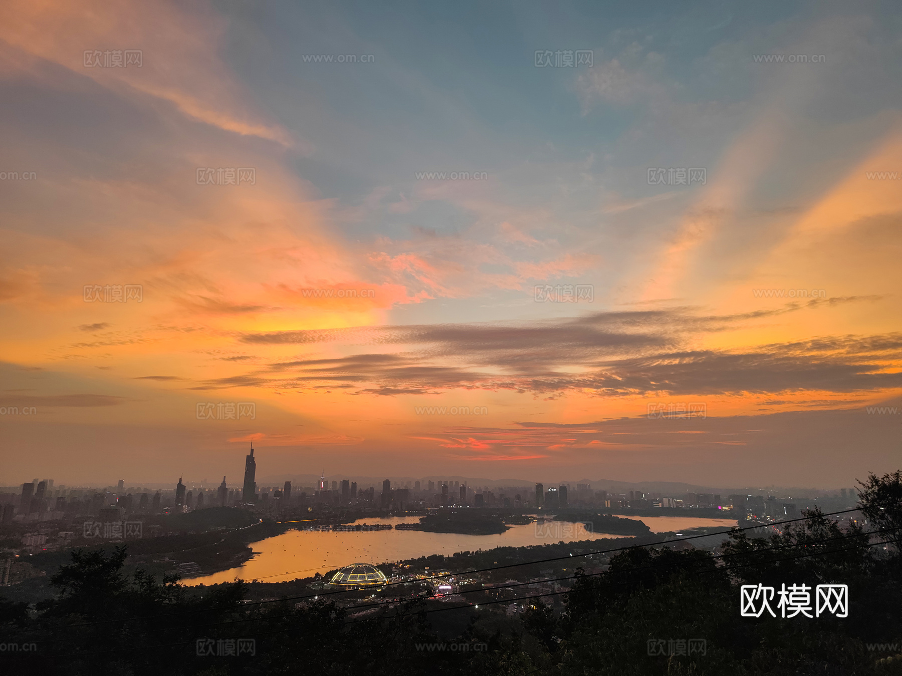 现代天空外景室外黄昏夕阳天空