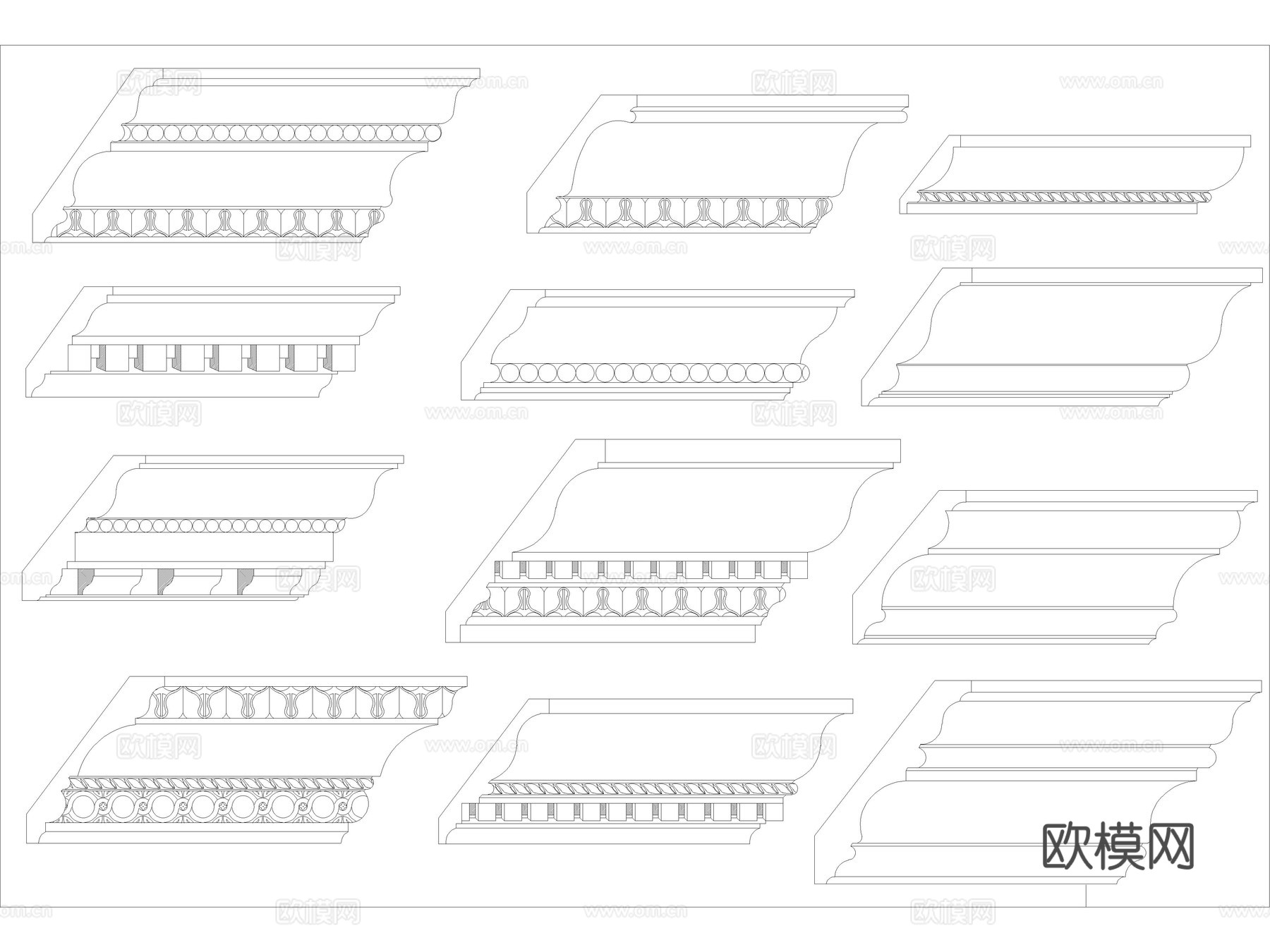 2025年超全踢脚线天花脚线门套线石膏线条CAD图库cad施工图
