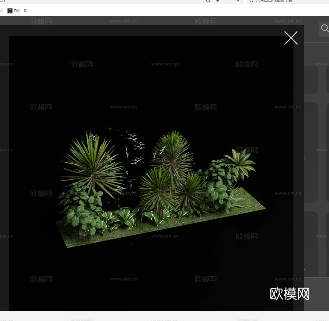网红花草组合su模型