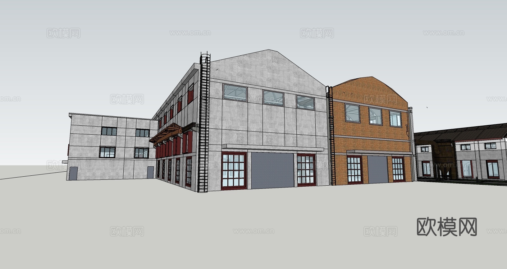 厂区工厂改造展馆商业su模型