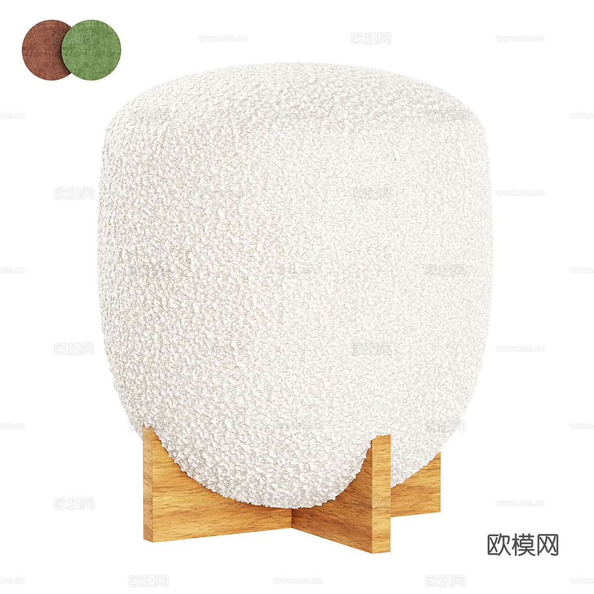 新中式布艺圆凳3d模型