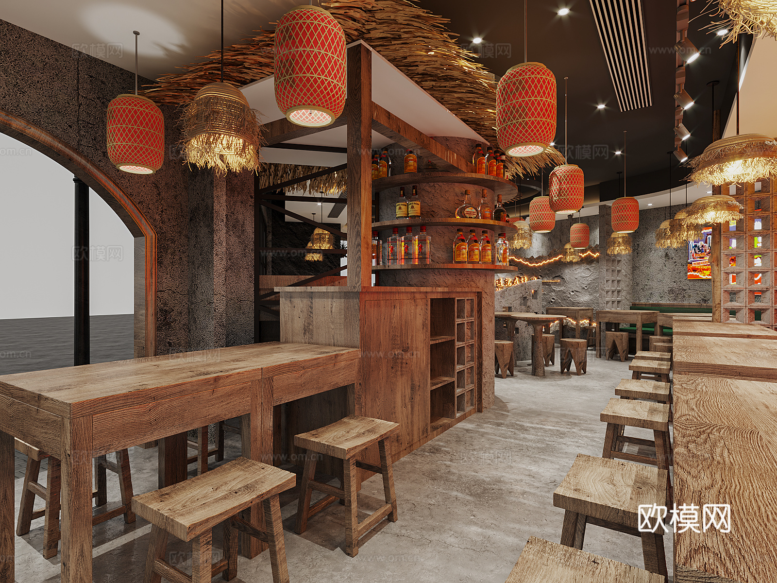 现代 复古餐厅3d模型下载（渲染图4）